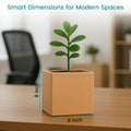 GoHooked brown polymer 8-inch modern cube planter pot with a small green plant.