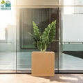 Go Hooked 10-inch brown polymer cube planter with drainage hole, perfect for indoor/outdoor gardening.