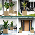 GoHooked modern brown polymer cube planter, 8-inch square pot for indoor/outdoor use.