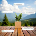 GoHooked brown polymer cube planter pot with a plant on a wooden deck, featuring moisture balance and UV fade resistance.