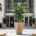 GoHooked modern brown diamond-textured polymer planter pot with drainage hole, 18-inch.