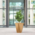 GoHooked brown diamond-textured polymer planter pot with a green plant. Modern, lightweight, and durable for indoor or outdoor use.