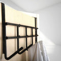 GoHooked brown stainless steel over-the-door organizer rack with 5 hooks for clothes, scarves, and accessories.