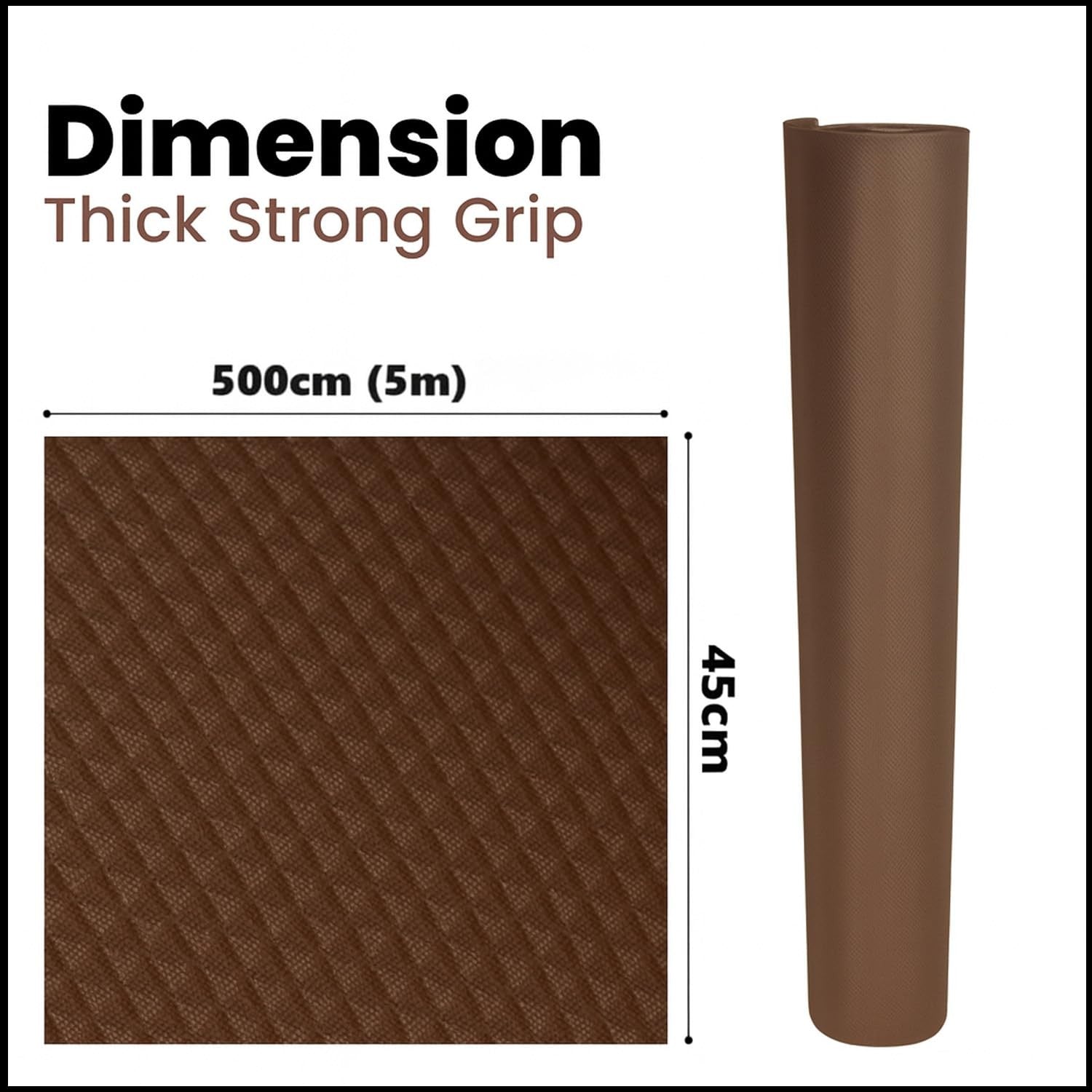 GoHooked brown EVA anti-slip fridge mat with textured grid pattern, 45cm x 5m