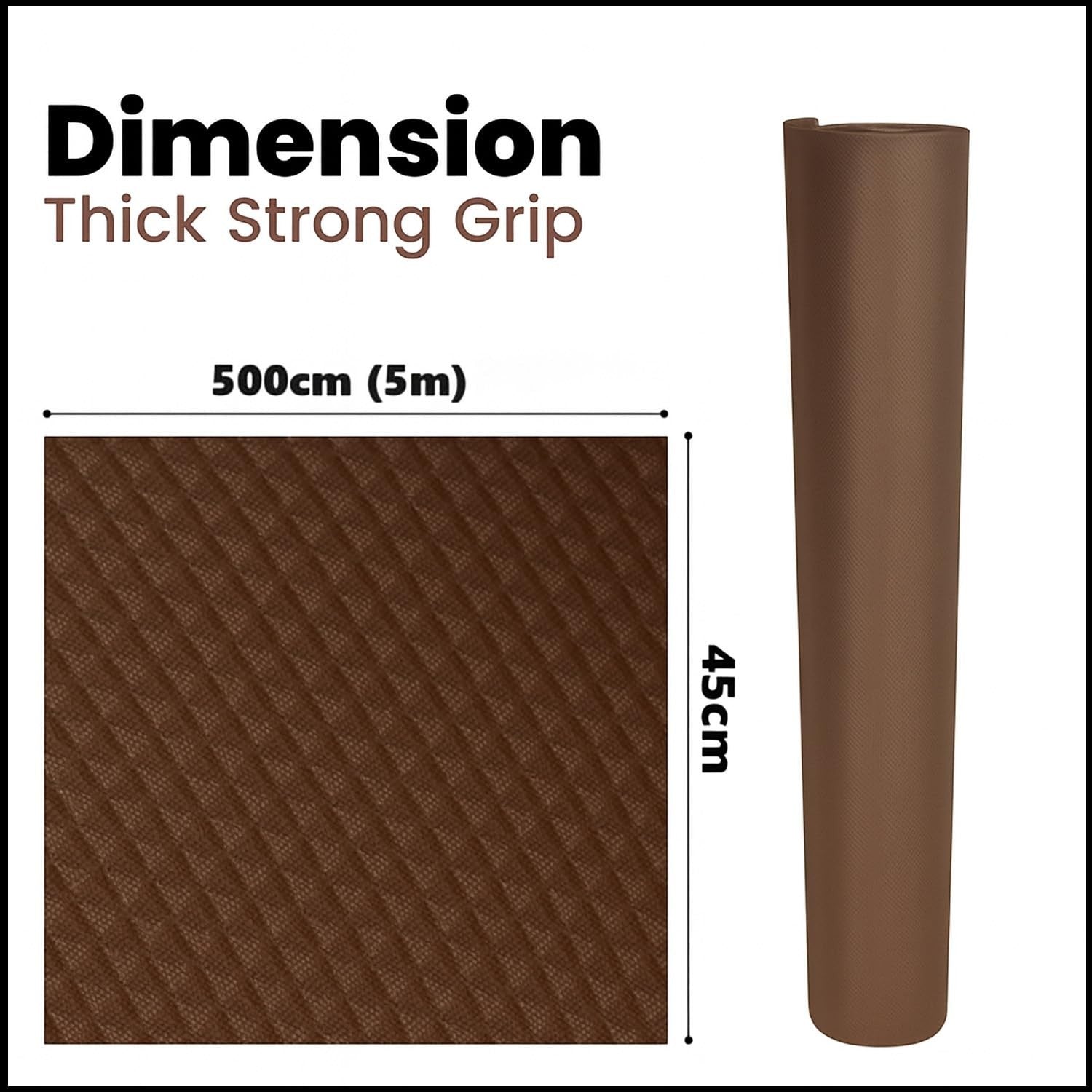 GoHooked brown EVA anti-slip fridge mat roll, waterproof and washable shelf liner, 45cm x 5m