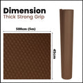 GoHooked brown EVA anti-slip fridge mat roll showing textured surface and dimensions for kitchen shelf protection