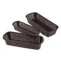 Go Hooked brown plastic rectangular drawer organizer set of 3 with perforated design for multipurpose storage.