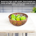 GoHooked brown plastic fruit bowl with decorative cutouts, holding green fruit. 21cm diameter, 9.5cm height.