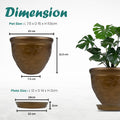 Go Hooked brown plastic planter pot with embossed floral design and matching saucer. 6 inch size.