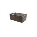Go Hooked brown plastic multipurpose storage basket with cut-out handles and perforated sides.