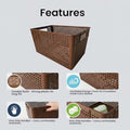 GoHooked brown plastic storage bin with ventilated design and easy grip handles. Stackable and durable for home or office.