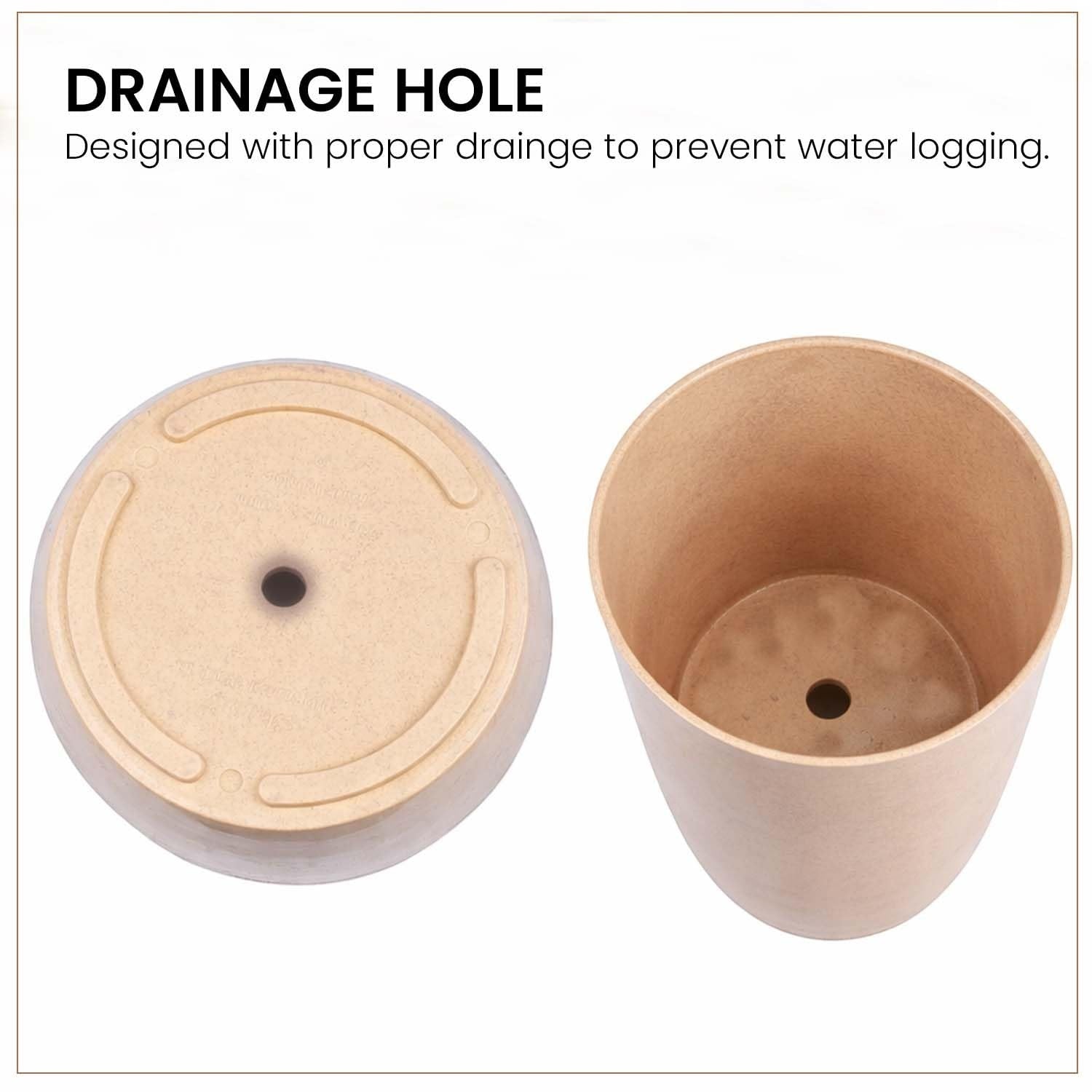 GoHooked brown plastic tower pot with drainage hole and saucer tray, 18 inch, modern style