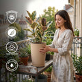 GoHooked 18 inch brown lightweight plastic tower pot with saucer tray, ideal for indoor/outdoor use.