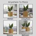 GoHooked 15-inch brown polymer cube planter with drainage hole, perfect for indoor or outdoor use.