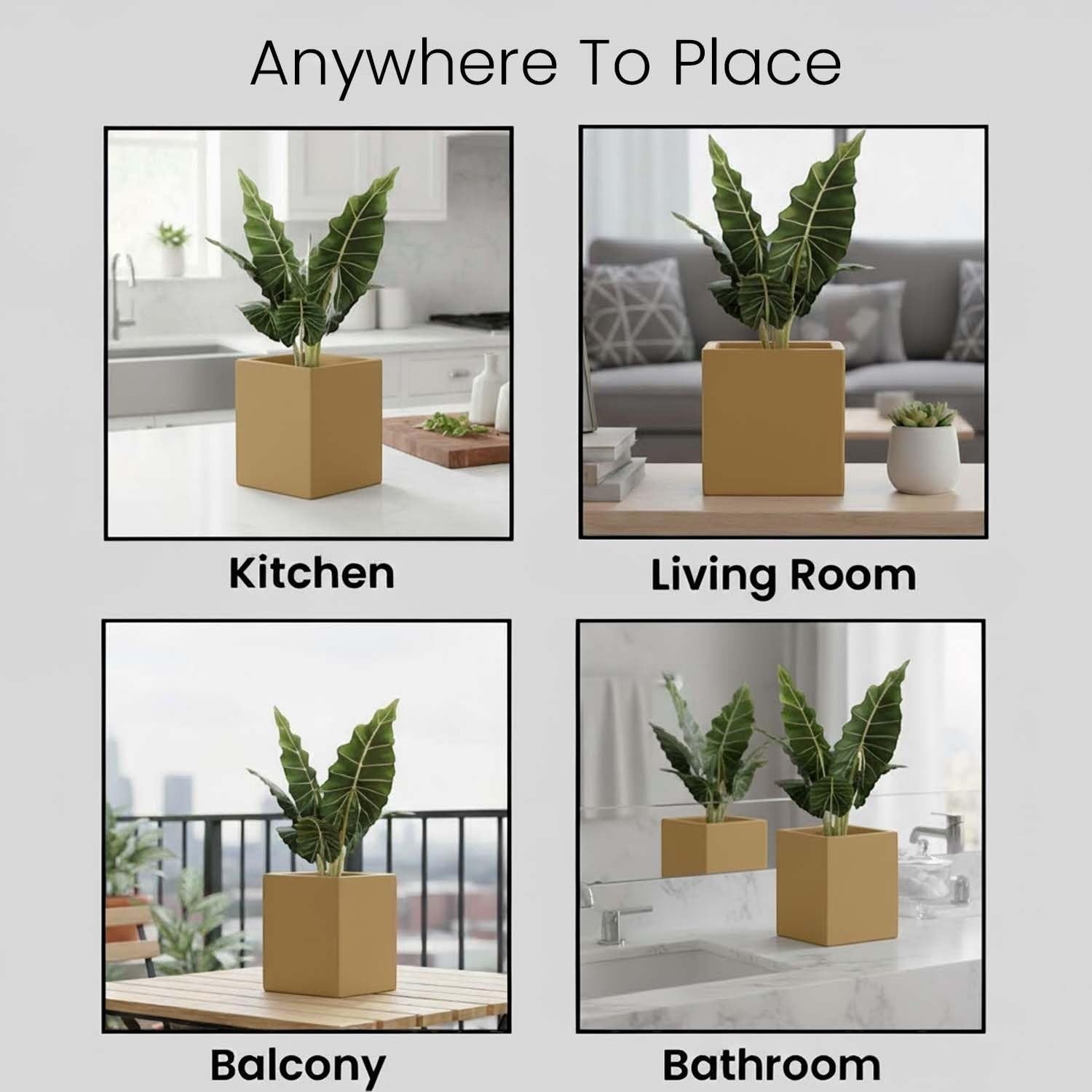 GoHooked 15-inch brown polymer cube planter with drainage hole, perfect for indoor or outdoor use.