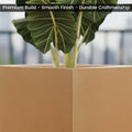 GoHooked 15-inch brown polymer cube planter with drainage hole, UV resistant and lightweight for indoor/outdoor use.