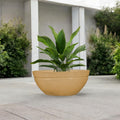 GoHooked brown polymer lotus bowl planter with drainage option, 31 inch, for indoor/outdoor use.