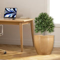 GoHooked 12-inch brown polymer planter pot with a speckled finish, featuring a modern round design and drainage hole. Ideal for indoor and outdoor use.