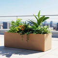 GoHooked brown polymer rectangular planter pot with drainage, 21x8 inches, for indoor/outdoor plants.