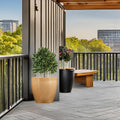 GoHooked 24-inch brown polymer planter pot with a modern round design, featuring a lightweight and durable build, perfect for indoor or balcony use.