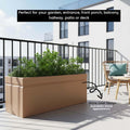 GoHooked brown polymer rectangular planter pot with a stone-look design, perfect for indoor or outdoor use.