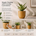 GoHooked 10-inch brown polymer planter pot with ribbed texture, ideal for indoor/outdoor plants.
