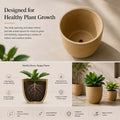GoHooked 12-inch brown polymer planter pot with ribbed texture and drainage hole. Ideal for indoor/outdoor plants.