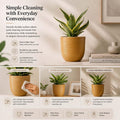 GoHooked 18-inch brown polymer planter pot with ribbed texture, suitable for indoor/outdoor plants.