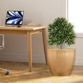 GoHooked 22-inch round brown polymer planter pot with a speckled finish, ideal for living rooms or offices.