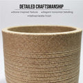 GoHooked 15-inch round brown polymer planter pot with textured ribbed finish and matching tray. Ideal for indoor/outdoor use.