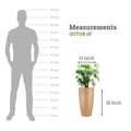 GoHooked 18-inch tall brown polymer planter, Qutub Pot model, with a plant. Shows scale against a silhouette.