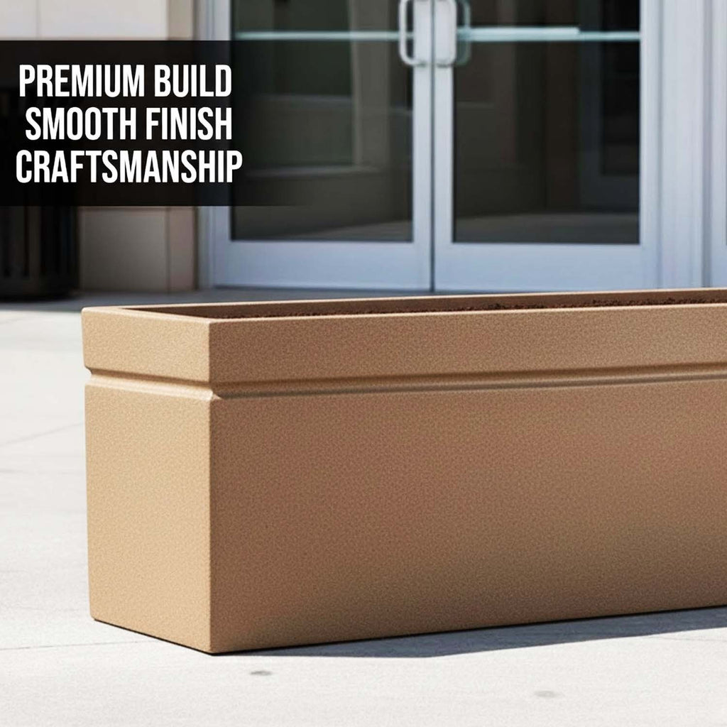 GoHooked brown rectangular polymer planter pot with a smooth finish for indoor and outdoor garden decor.
