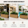 GoHooked brown polymer rectangular planter pot with vertical ribbed design, 20x9 inches, for indoor/outdoor use.