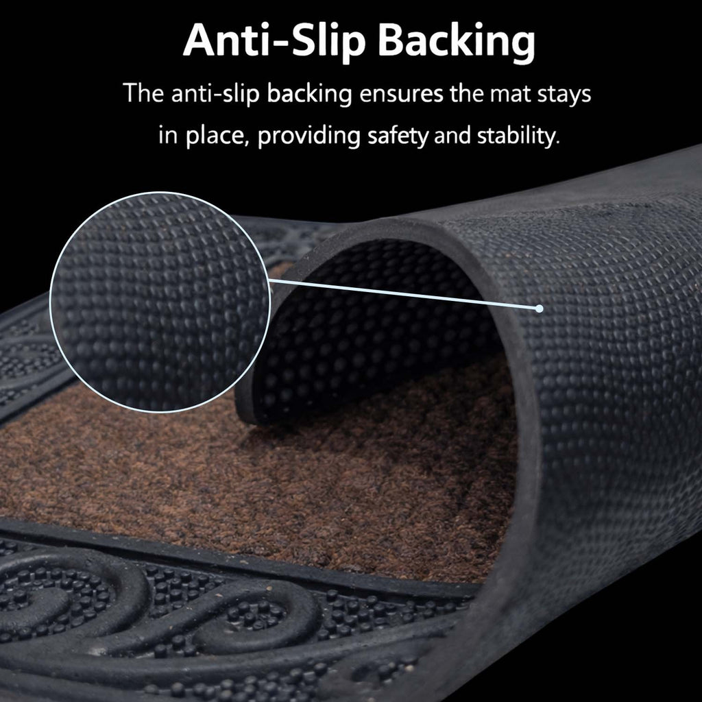 GoHooked brown rubber door mat with anti-slip textured backing for secure grip and dust control in home entrances.