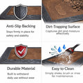 GoHooked brown rubber door mat with pebble texture, footprint design, and anti-slip backing for home entryways.