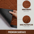 GoHooked brown semi-circle rubber door mat with ribbed grooves and dense polypropylene surface for anti-slip use.