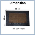 GoHooked brown rubber door mat with a decorative border and ribbed surface, measuring 40x60 cm for home entrance use.