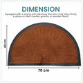 GoHooked brown rubber half circle door mat with sunburst pattern and black border, 70x44 cm anti-slip entrance mat.