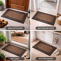 GoHooked brown rubber door mat with ribbed surface and decorative border for home entrance, kitchen, and bathroom use.