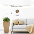 Go Hooked tall brown square polymer planter with stone-look design, perfect for indoor or outdoor use.