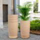Go Hooked 18 Inch Tower Pots with Saucer Tray Planter - Lightweight, Premium Outdoor & Indoor Planters, Perfect for Balcony & Terrace Gardens (Brown, Pack of 5)