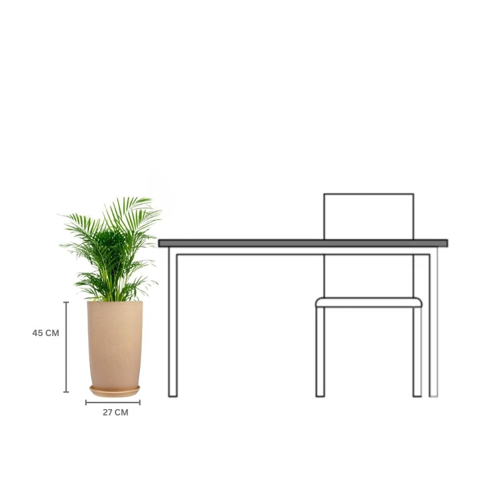 GoHooked brown 18-inch tower pot with saucer tray, lightweight, durable, and weather-resistant for indoor/outdoor use.