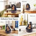 GoHooked Lord Buddha tabletop fountain with LED lights and adjustable water flow, made of polyresin.