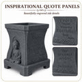 GoHooked grey square polymer planter with Buddha relief and engraved inspirational quote side panels