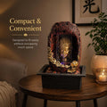 Go Hooked multicolour polyresin Buddha face tabletop fountain with LED light and water cascade, 40cm