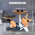 Go Hooked black and white polyresin bulldog statue holding two gold serving trays. Features sunglasses and a bow tie.