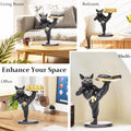 GoHooked black polyresin bulldog statue holding a gold tray with items. Decorative sculpture for home or office.