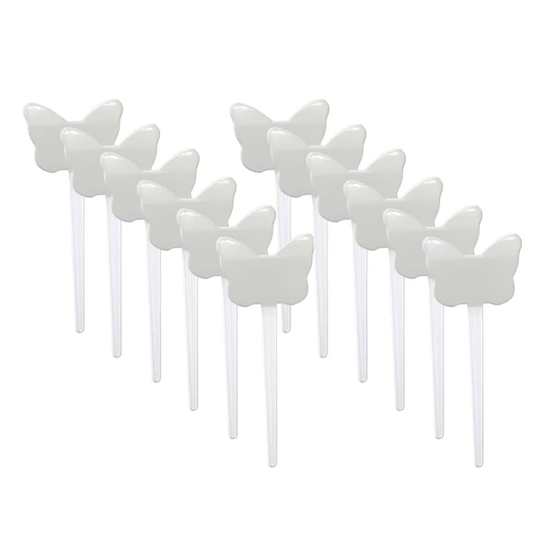 GoHooked white butterfly-shaped plant name tags, set of 12, for garden markers.