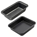 GoHooked black carbon steel loaf pans, pack of 2. Rectangular non-stick bakeware for bread, cake, and brownies.