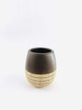 GoHooked brown and tan ceramic tumbler with textured base, part of a 4-piece bathroom set.